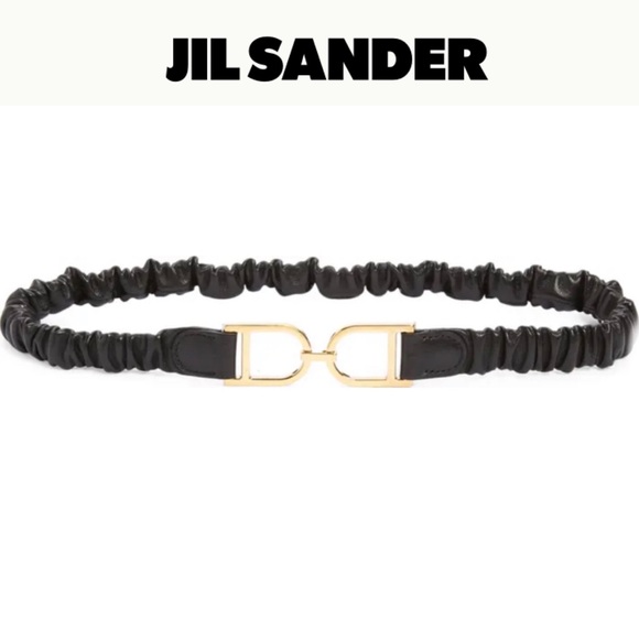 Jil Sander Accessories - Jil Sander Gathered Leather Skinny Belt in Black L NWT 490$